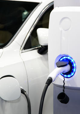 Electric car in electric recharging